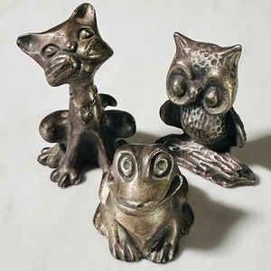 Amersand Zinnfigur - 3 Stück - Katze - Frosch - Eule - Mini Briefbeschwerer - Bild 1 von 11