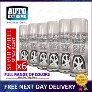 6x Silver Wheel Spray Paint For Car Van Bike Auto Wood Metal Plastic 400ml - Picture 1 of 1