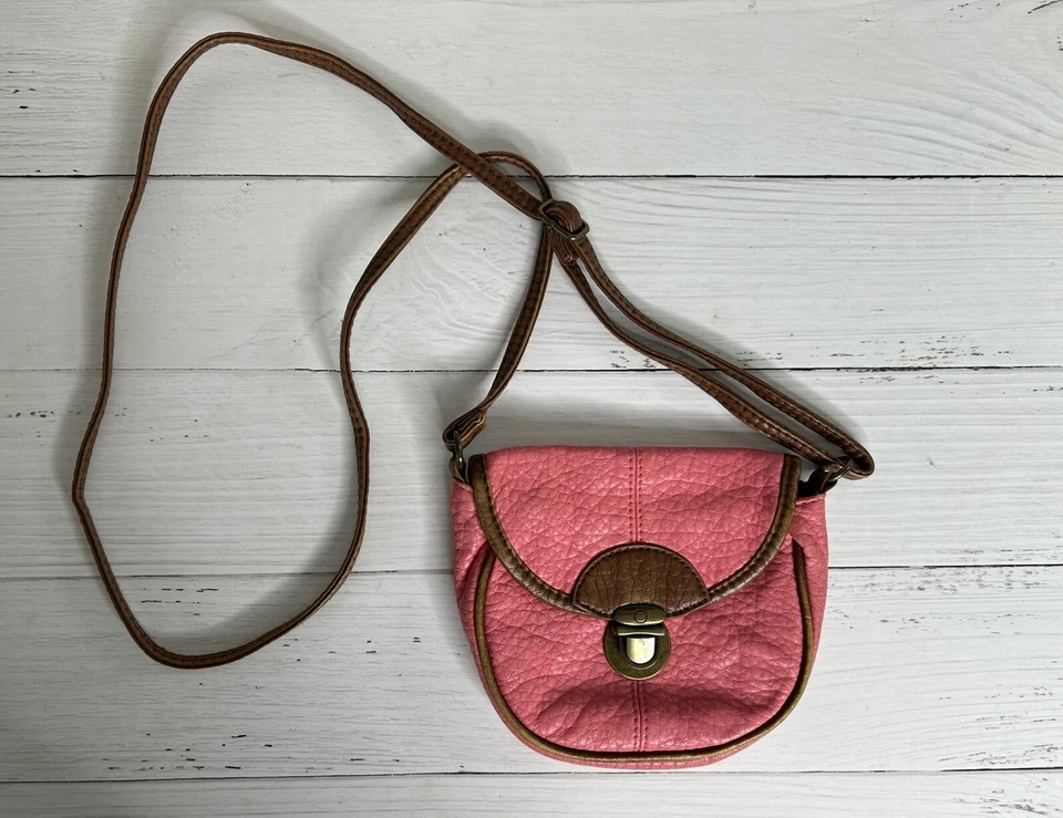 Bolso de mano American Eagle pequeño de cuero marrón rosa bandolera festival Foto 1 de 4