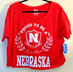 Nebraska Cornhuskers Womens XL Crop Top Short Sleeve Red E5 College Classics NWT - Picture 1 of 7
