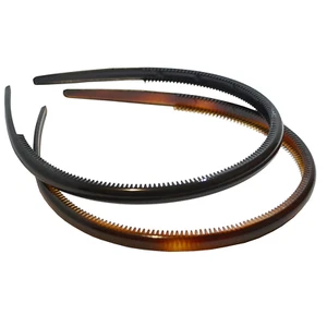 Parcelona French Thin Set of 2 Tortoise Shell Brown and Black Hair Headbands wit - Picture 1 of 12