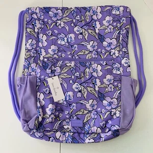 Vera Bradley WILD ROSES LAVENDER Lighten up Deluxe Drawstring Backpack NWT - Picture 1 of 7