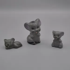 Mini mouse grigio vintage 2" e 2 piccoli topi bambini gesso gesso set famiglia 3 pz - Foto 1 di 7