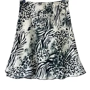 Vintage Skirt Size Small Animal Print Black Cream Elastic Waist Briggs New York - Picture 1 of 5