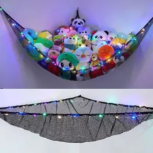 Stuffed Animals Net Hammock Toy Hanging Net LED Light for Nursery Kids Room - Picture 1 of 7