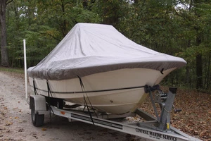 NEW VORTEX GREY 22'6" CENTER CONSOLE BOAT COVER, FOR UP TO 54" TALL CONSOLE - Picture 1 of 14