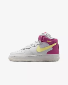 Nike Air Force 1 Mid LE GS - Summit Blanco/Fucsia Cósmico/Blanco/Tinte Limón - Imagen 1 de 9