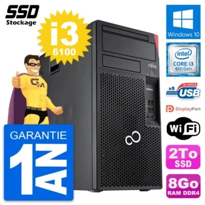 PC tour Fujitsu Esprimo P557 Intel Core i3-6100 RAM 8Go SSD 2To Windows 10 Wifi - Imagen 1 de 4