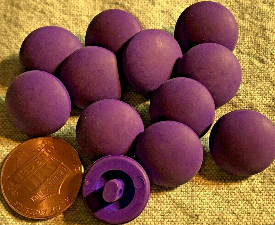 12 Bright Purple Matte Domed Plastic Shank Buttons 5/8" 15mm Lot # 4698 - Image 1 of 1