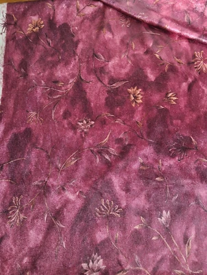 Shiny Purple Burgundy Floral Velvet Style Fabric 2yd 8in 44in Wide Sewing Decor - Image 1 of 4