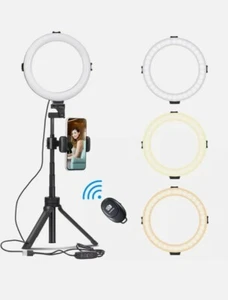 8 Inch 20cm LED Selfie Ring Light With tripod Phone Clips for Live Photo Studio - Picture 1 of 7