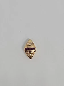 14k Yellow Gold © Joshua® Slide Bracelet Charm Rubies & Diamond QSXKX - Picture 1 of 5