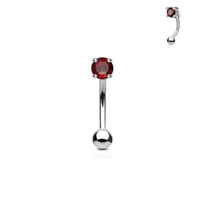 CZ Set Surgical Steel Curve Barbell Eyebrow Ring Lip Rook Snug Piercing 16G - Picture 1 of 9