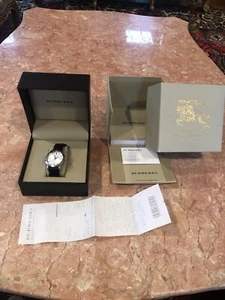 MENS BURBERRY WATCH WITH RECEIPT With Black Leather Band - Picture 1 of 12