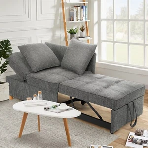 Folding Ottoman Sofa Bed Convertible Sleeper Sofa w.Adjustable`Backrest Loveseat - Picture 1 of 14