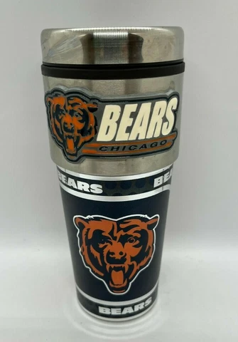 CHICAGO Bear 16 OZ STAINLESS STEEL Hot or Cold TRAVEL MUG w/ 3D EMBLEM Free Ship Cover