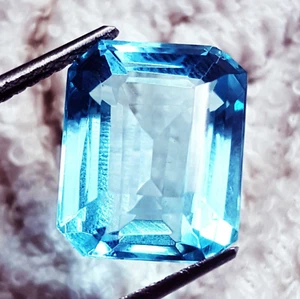Aquamarine 9.55 Ct Emerald Shape Loose Gemstone Certified - Picture 1 of 6