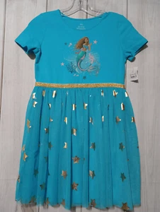Disney Dress Girls Extra Large Little Mermaid Blue Gold Stars Tulle Skirt - Picture 1 of 7