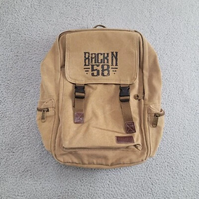 Mochila de lona Portage Travel Gear beige caqui acolchada funda para computadora portátil paquete de día Foto 1 de 4