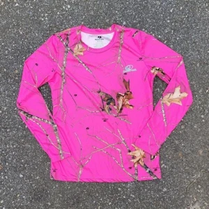 Mossy Oak Women's Hot Pink RealTree Woodland Camo Performance Long Sleeve Shirt - Picture 1 of 6