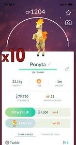 Pokemon TRADE - 10x Ponyta Trade !! Good Chance of Lucky and Good IVs !! - Picture 1 of 1