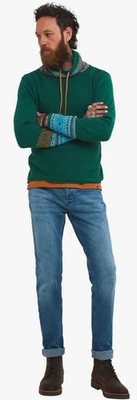 Joe Browns Cowl Neck Jumper Size L Green Fair isle Nordic Funky Boho Pullover - Image 1 of 4