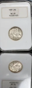 1909 Barber Silver Quarter ~ NGC MS63 ~ VINTAGE NCG GEN 4 Holder - Picture 1 of 4