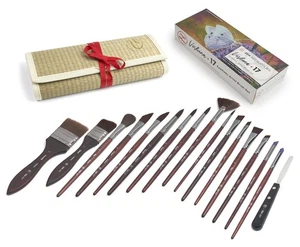 Professional Synthetic Brush Set for Acrylics - 17-Piece Artist Water Media P... - Picture 1 of 9