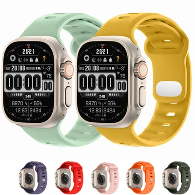 Silicone Sport Band Strap for Apple Watch Series 9 8 7 6 10 11 SE Ultra 2 3 49mm - Image 1 of 4