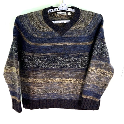 Express Lambs Wool Blend Striped Sweater Mens Size XL Soft Stretch - Image 1 of 4