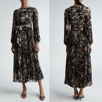 Zimmermann Sunray Long Sleeve Pleated Midi Dress Black Mockingbird US 4 AU 0 NWT - Image 1 of 4