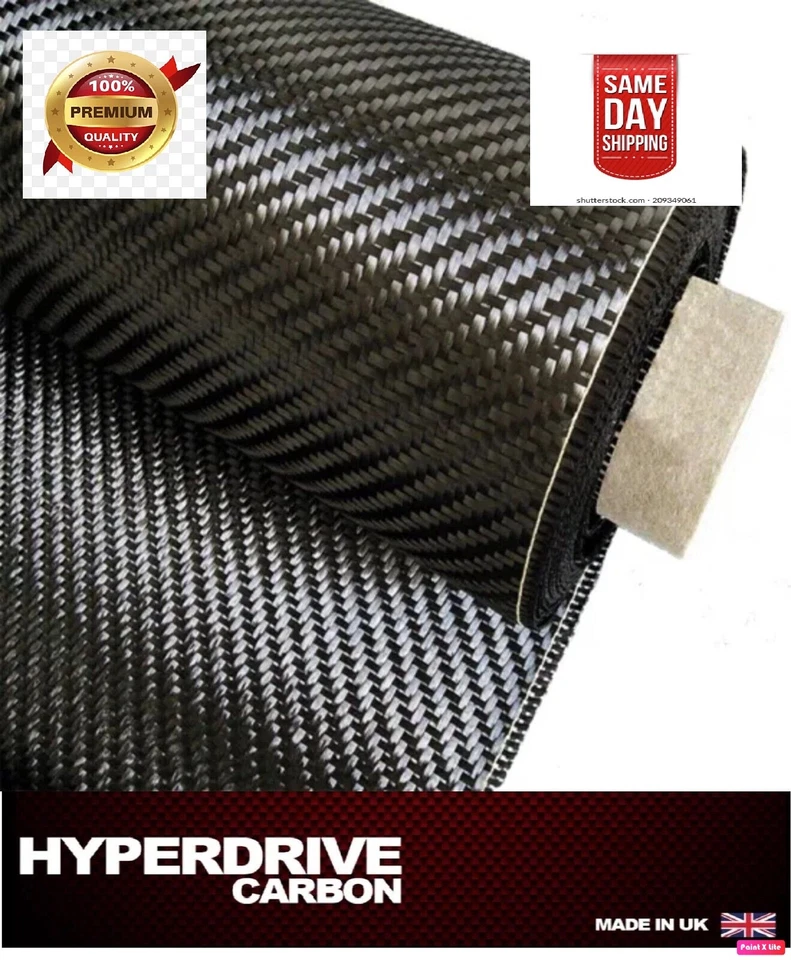 Carbon Fibre Cloth Fabric 600gsm 2/2  12k Twill 1000mm Width, Comes on a Roll! - Image 1 of 3