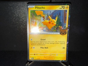 2024 Pokemon Pikachu 018 Trick or Trade Paldean Fates Cosmos Holo SWIRL Card NM+ - Picture 1 of 3