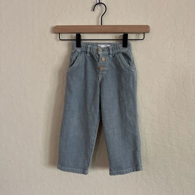 Pantalones Zara Niños Niñas Pierna Ancha 2-3 Años Azul Claro Sueltos Denim Elásticos Foto 1 de 4