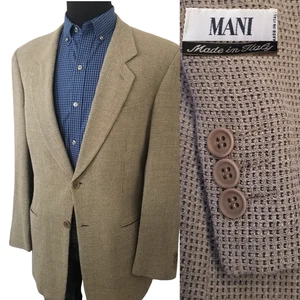 Blazer a Cuadros Vintage Años 90 Armani Italia Hombres 38R Beige Abrigo Deportivo Chaqueta Ligera - Imagen 1 de 17