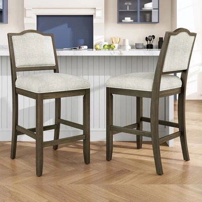 Counter Height Bar Stools Set of 2 Barstools Rustic Kitchen Island Dining Room - Image 1 of 4