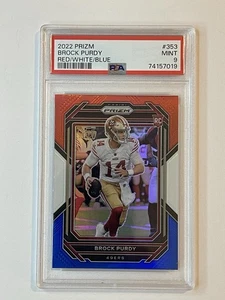 Panini Prizm 353 Brock Purdy 2022, rojo/blanco/azul RC, PSA 9 - Imagen 1 de 2