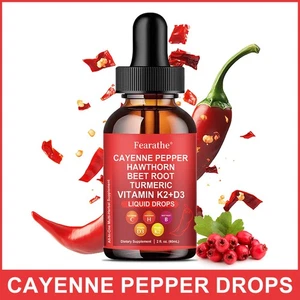 Cayenne Pepper Hawthorn Beet Root Turmeric Vitamin K2+D3 Liquid Drops 60ML - Picture 1 of 13
