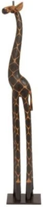 HUGE 59 IN GIRAFFE MOTHER BABY WOOD SCULPTURE STATUE AFRICAN ART HAND MADE 5 FT - Picture 1 of 1