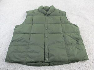 Lands End Puffer Vest Mens XXL Green Down Filled Outdoor Nylon Size 50-52 EUC