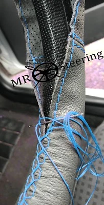 PARA VAUXHALL VELOX 51+ GRIS DOS TONOS CUERO CUBIERTA VOLANTE AZUL CLARO STT - Imagen 1 de 4