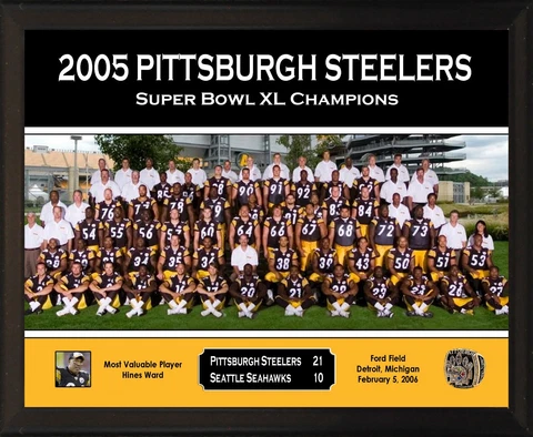 PITTSBURGH STEELERS Super Bowl XL Champs 8x10" Plaque 2005 Team Photo Hines Ward Cover