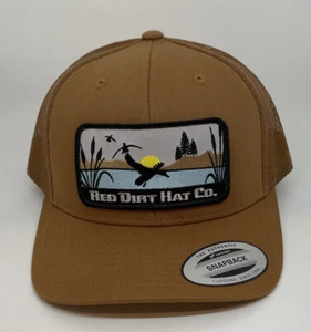 Red Dirt Hat Company Ducks Caramel Brown Mesh Snapback Trucker Hat - Picture 1 of 3