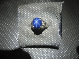 HERRENRING 13 X 11 MM KORNBLUMENBLAU LINDE STERN SAPHIR 925 STERLINGSILBER GRÖSSE 10,5 - Bild 1 von 5