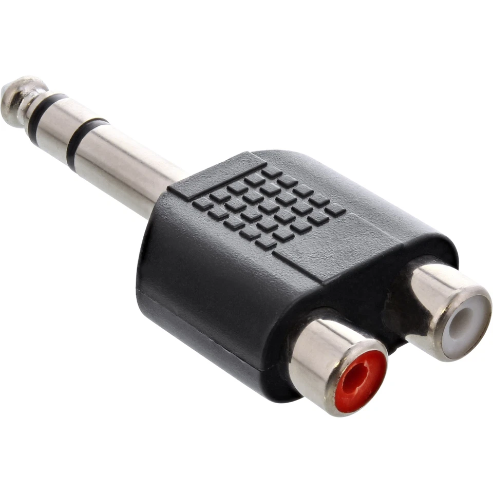  Adapter 6,3mm Klinke Stecker auf 2 x Cinch Buchse Audio Hifi Inline 1 Stück - Bild 1 von 1