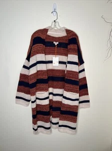 Knox Rose NWT Womens XXL Striped Open Front Long Sleeve Cardigan Sweater - Picture 1 of 10