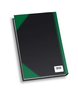 Kladde / Notizbuch / DIN A5 / 96 Blatt / blanko / schwarz mit grünen Ecken - Bild 1 von 1