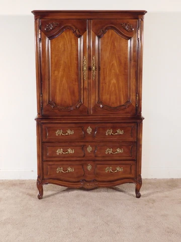 VINTAGE Henredon French Collection Louis XV Walnut Tall Chest Clothes Armoire Cover
