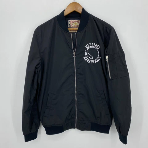 JH Design Bomber Jacket Men's L Black Hardwood Classics Golden State Warriors Cover
