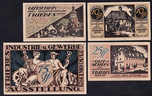 1921 Triebes Germany Notgeld Lot 4 Emergency Money Rare Banknote Complete Set - Picture 1 of 2